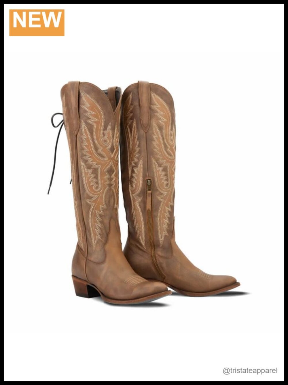 Over Knee Cowgirl Boots Western Embroidered PU Leather Adjustable Corset Low